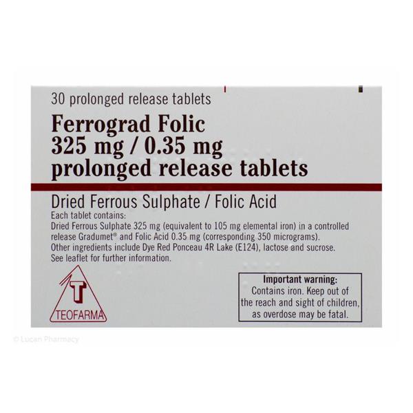 FERROGRAD FOLIC 325 MG PROLONGED RELEASE