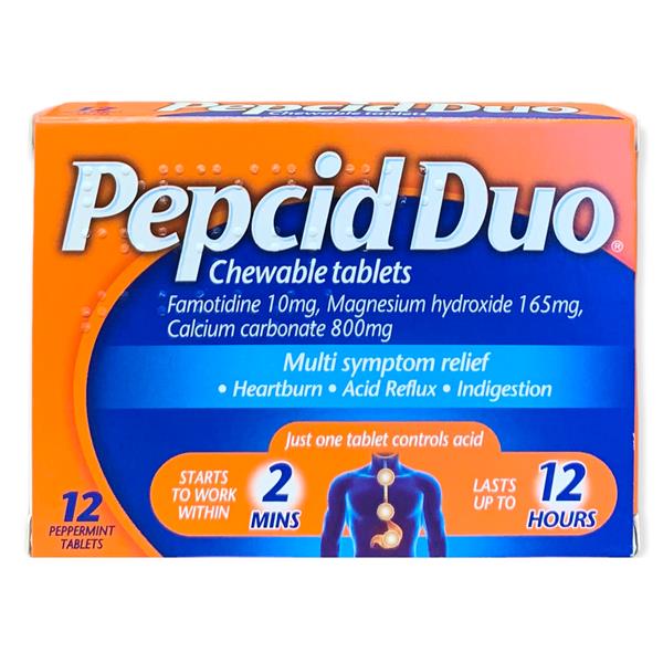 PEPCID DUO 12 CHEWABLE TABLETS