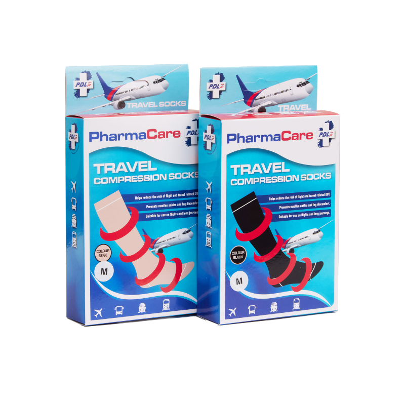 PHARMACARE FLIGHT SOCKS BLACK LARGE 1PACK