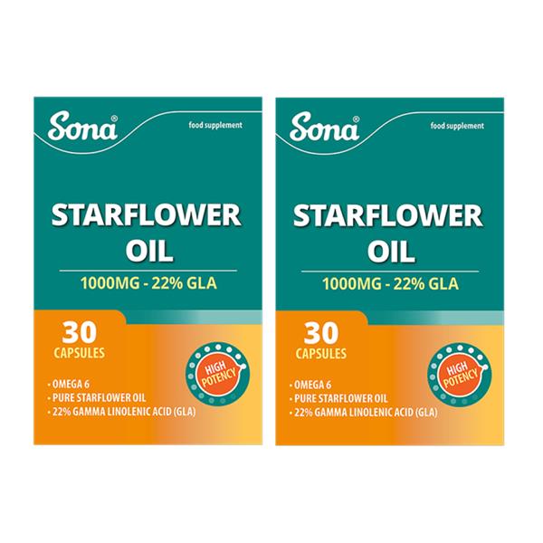 SONA STARFLOWER OIL 1000MG TWIN PACK 1000MG 22% GLA 30 X 2 CAPS