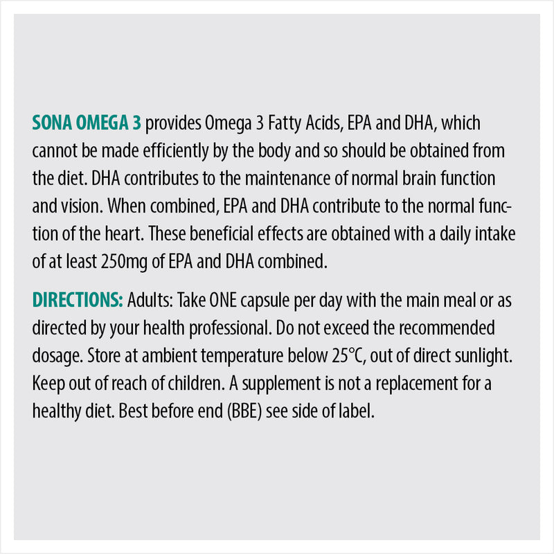 SONA OMEGA 3 1000MG FISH OIL PER CAPSULE 90 CAPS