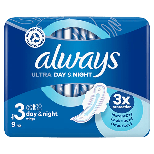 ALWAYS ULTRA DAY N NGHT PADS WITH WINGS SIZE 3 9S - Cobh Pharmacy