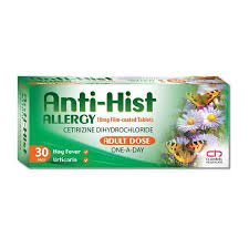 ANTI HIST ALLERGY 10MG FC TABS CETIRIZIN 30 TABS PH ONLY - Cobh Pharmacy