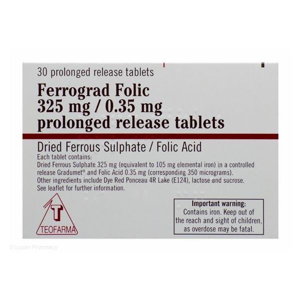 FERROGRAD FOLIC 325 MG PROLONGED RELEASE - Cobh Pharmacy