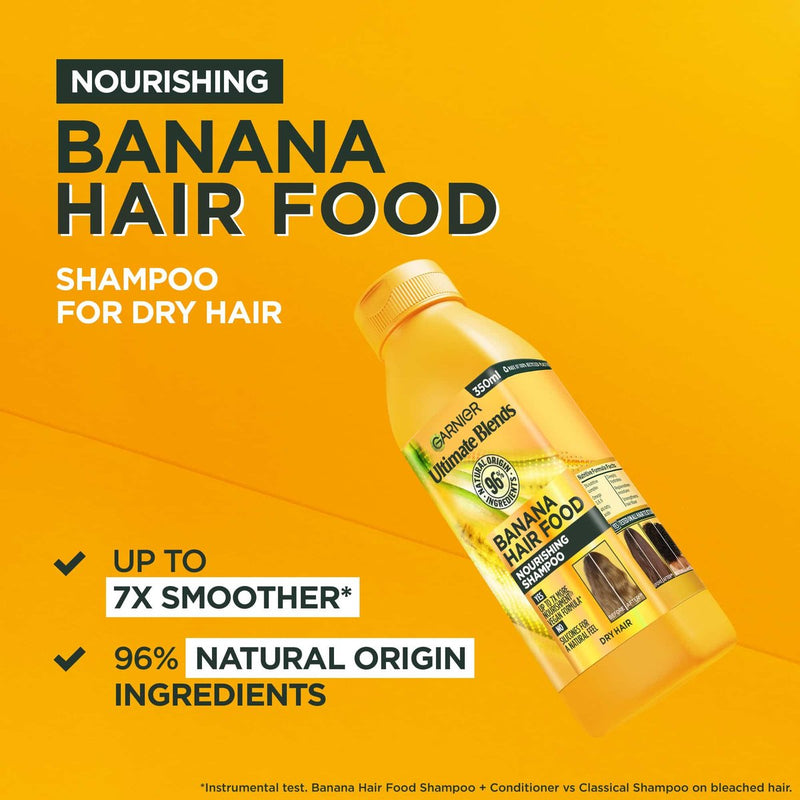 GARNIER ULTIMATE BLENDS NOURISH HAIR FOOD BNANA SHAMP 350ML - Cobh Pharmacy