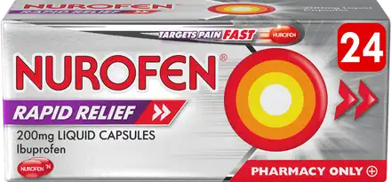 NUROFEN RAPID RELIEF 200MG LIQUID CAPS 24CAPS PH ONLY