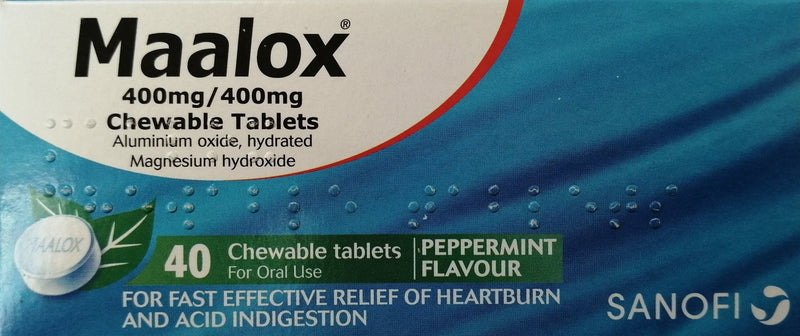 Maalox Chewable Tablets Peppermint Flavour 40 Pack - Cobh Pharmacy