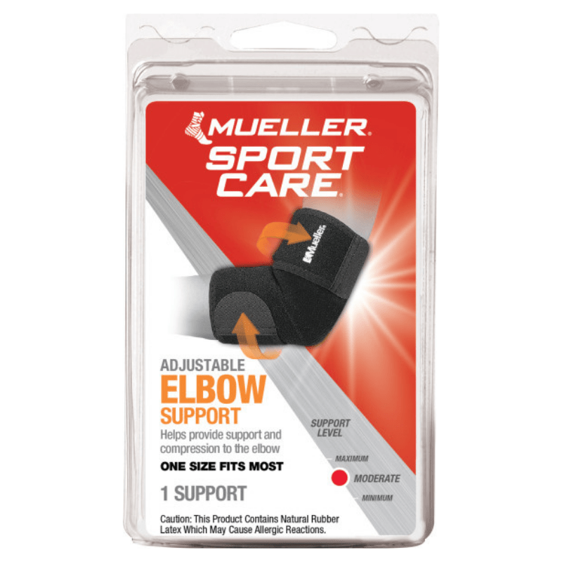 MUELLER ADJUSTABLE ELBOW SUPPORT BLACK - Cobh Pharmacy