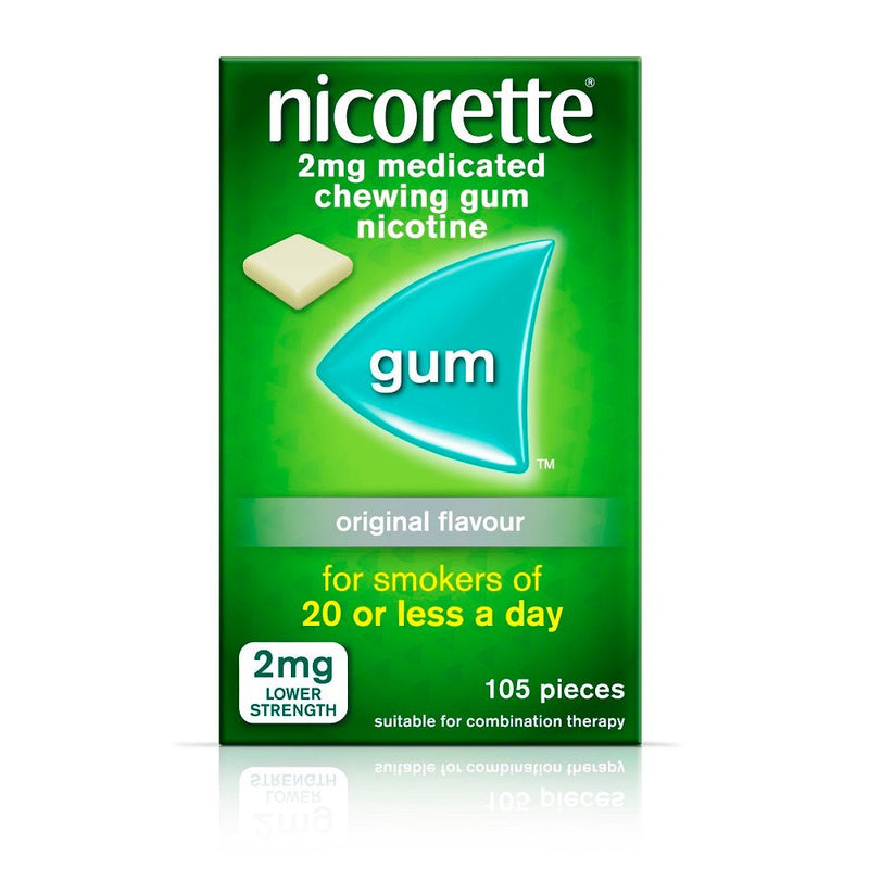 NICORETTE 2MG MEDICATED CHEWING GUM - 105 PIECES - Cobh Pharmacy