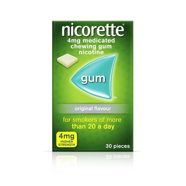 NICORETTE 4MG MEDICATED CHEWING GUM - 30 PIECES - Cobh Pharmacy