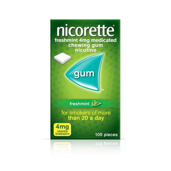 NICORETTE FRESHMINT 4MG SUGAR FREE COATED GUM 105 PIECES - Cobh Pharmacy