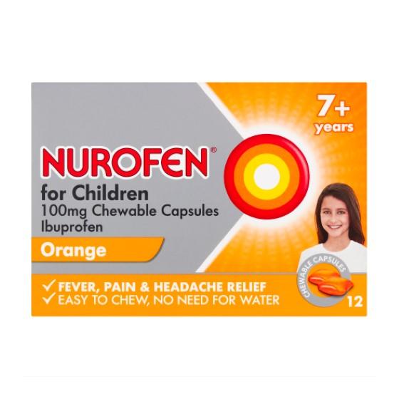 Nurofen for Children (7+) 100mg Chewable Capsules - Cobh Pharmacy