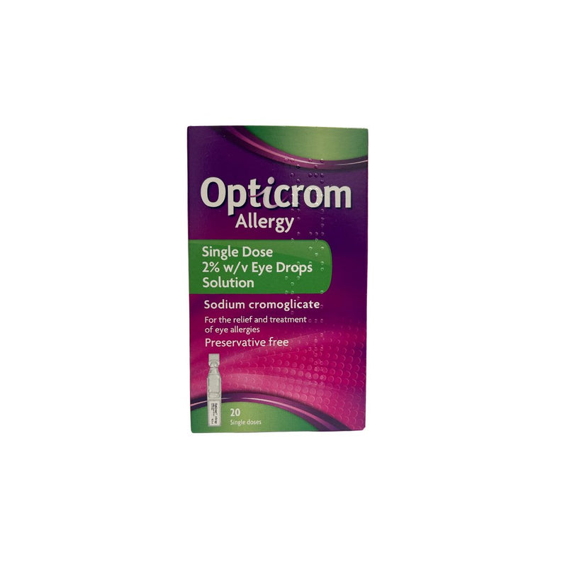 OPTICROM ALLERGY EYE DROPS 20 SINGLE DOSE - Cobh Pharmacy