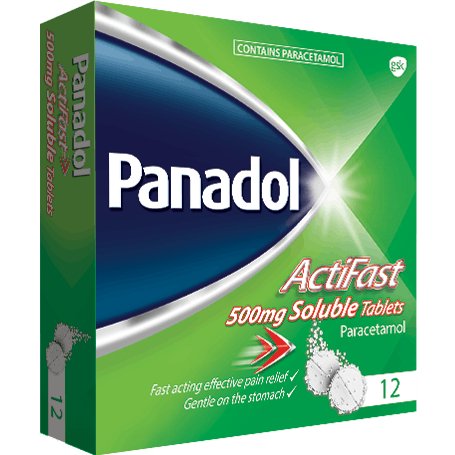 Panadol Actifast 500mg Effervescent Tablets - 12 Pack - Cobh Pharmacy