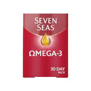 Bottle of Seven Seas Omega 3 and Immunity capsules from Cobh Pharmacy, showing the label and product packaging.