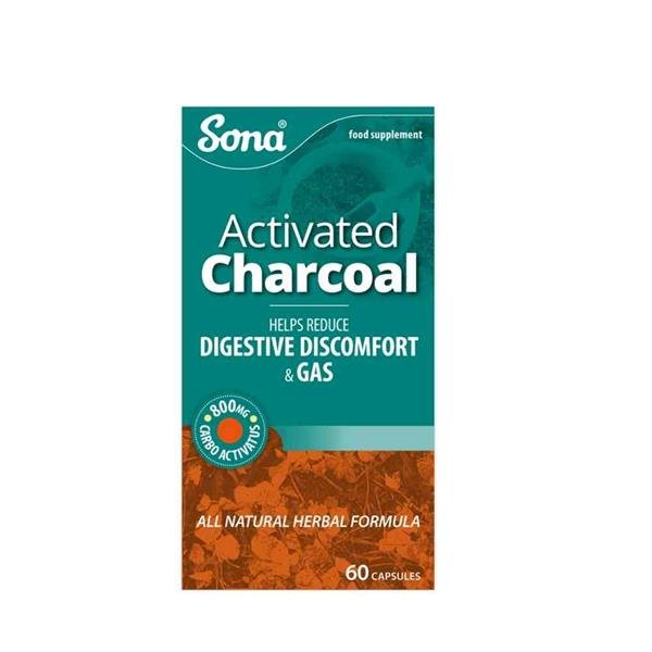 Sona Activated Charcoal 200MG 60 Caps - Cobh Pharmacy