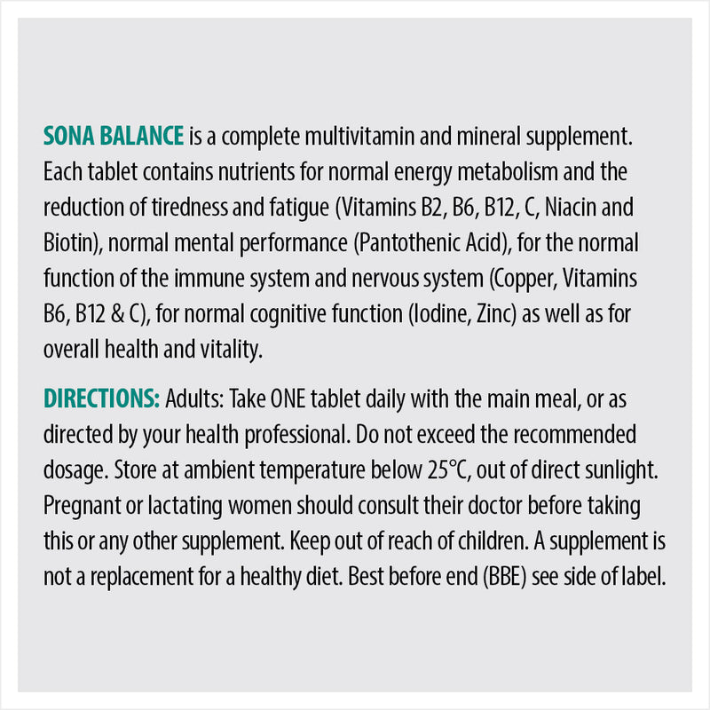 SONA BALANCE TABLETS 60S - Cobh Pharmacy