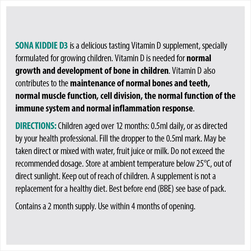 SONA KIDDIE D3 30ML - Cobh Pharmacy