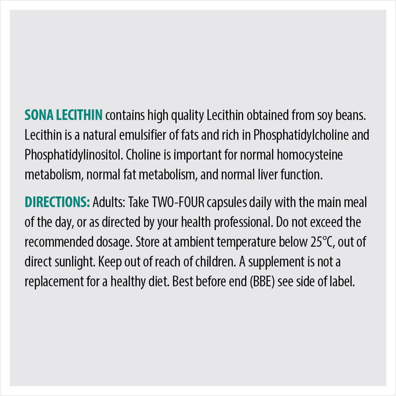 SONA LECITHIN CAPS 1200MG 90S - Cobh Pharmacy