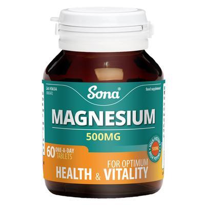 Sona Magnesium 500mg 60 Tablets - Cobh Pharmacy