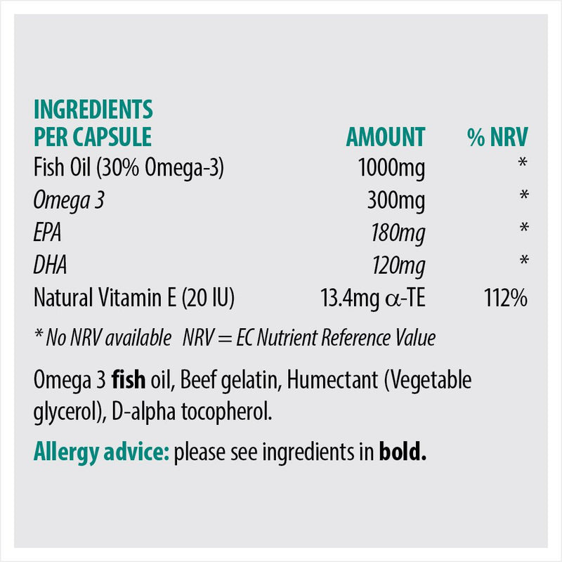 SONA OMEGA 3 1000MG FISH OIL PER CAPSULE 90 CAPS - Cobh Pharmacy