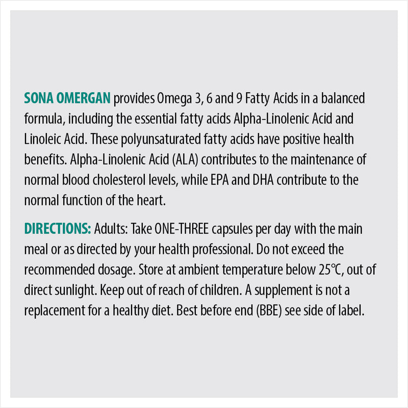 SONA OMERGAN OMEGA 3 - 6 - 9 - Cobh Pharmacy