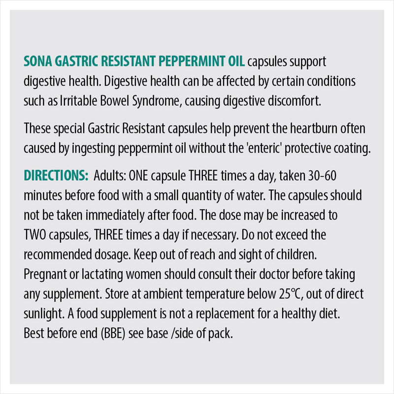 SONA PEPPERMINT OIL EC CAPS - Cobh Pharmacy