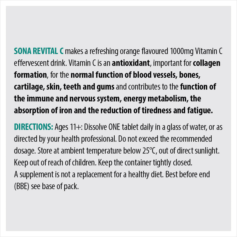 SONA REVITAL C EFFERVESCENT 20TBS - Cobh Pharmacy