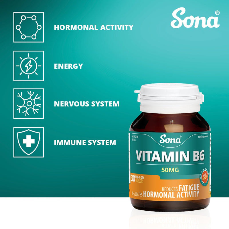 Sona Vitamin B6 50MG 30s - Cobh Pharmacy