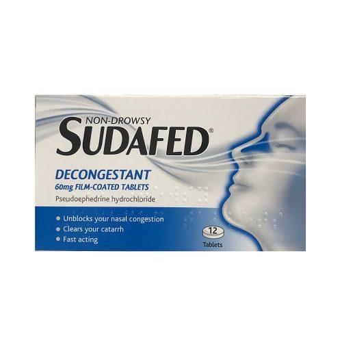 Sudafed Decongestant 60mg Pseudoephedrine Tablets 12 Pack - Cobh Pharmacy