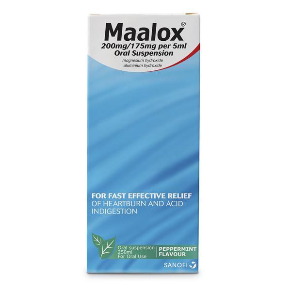Maalox Oral Suspension Peppermint Flavour 250ml