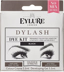 Eylure Prolash Black dye kit by Parle & Hickey with applicator brush and instructions for eyelash coloring.
