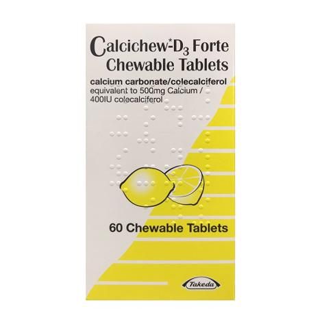 Calcichew D3 Forte Chewable Calcium Tablets - 60 Pack