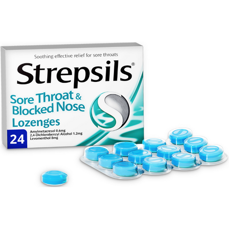 Strepsils Sore Throat & Blocked Nose Lozenges - 24 Pack