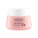 Vichy Neovadiol Rose Platinum night skincare cream in a 50ml jar with pink and silver packaging.